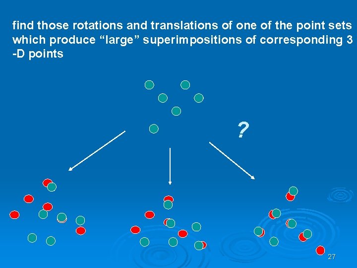 find those rotations and translations of one of the point sets which produce “large”