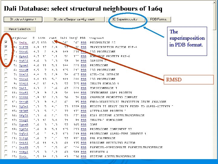 The superimposition in PDB format. RMSD 55 