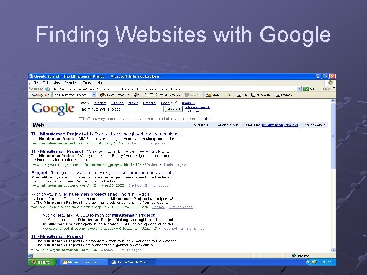 Finding Websites with Google 