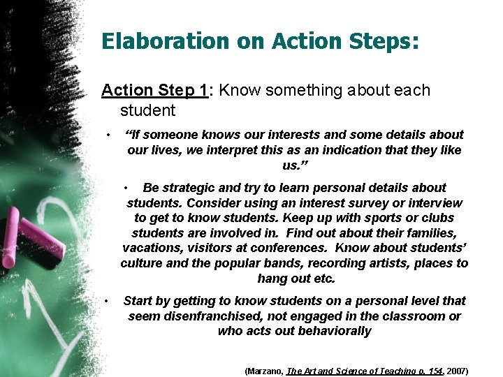 Building Effective Relationships in the Classroom 8 Action