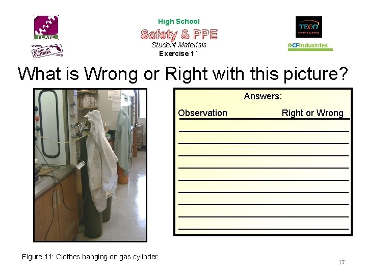 High School Safety & PPE Student Materials Exercise 11 What is Wrong or Right