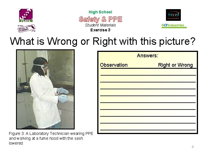 High School Safety & PPE Student Materials Exercise 3 What is Wrong or Right