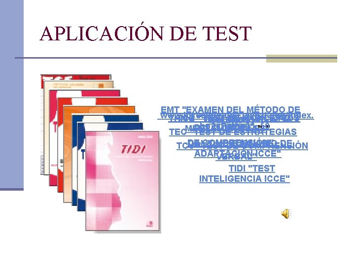 APLICACIÓN DE TEST EMT "EXAMEN DEL MÉTODO DE www. icceciberaula. es/catalog/index. THM-1 TCE ""TEST