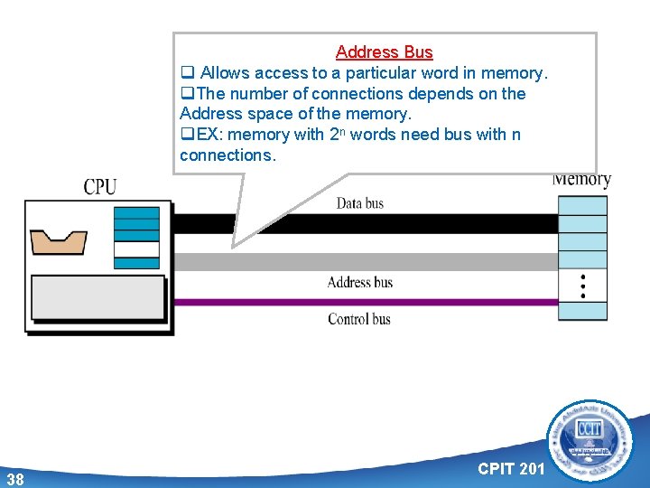 Address Bus q Allows access to a particular word in memory. q. The number