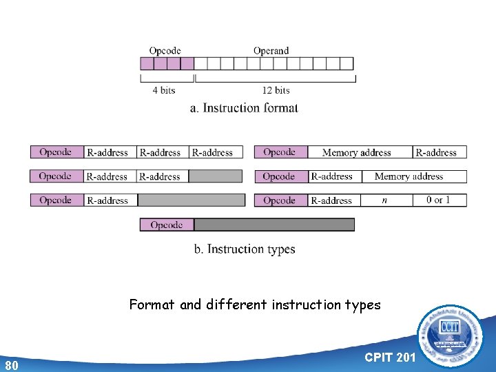 Format and different instruction types 80 CPIT 201 