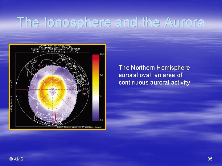 The Ionosphere and the Aurora The Northern Hemisphere auroral oval, an area of continuous
