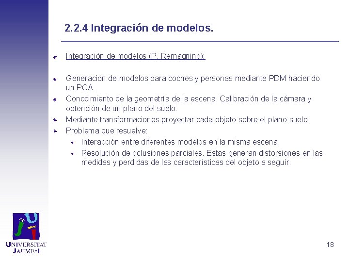 2. 2. 4 Integración de modelos (P. Remagnino): Generación de modelos para coches y