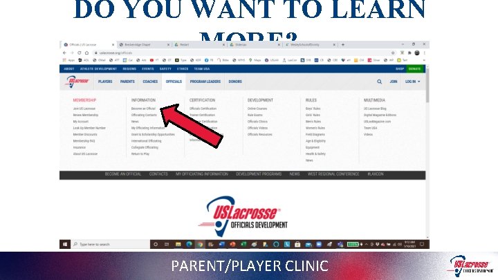 DO YOU WANT TO LEARN MORE? PARENT/PLAYER CLINIC 