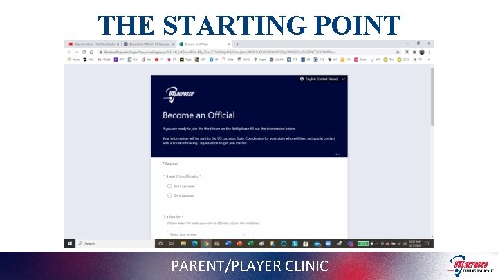 THE STARTING POINT PARENT/PLAYER CLINIC 