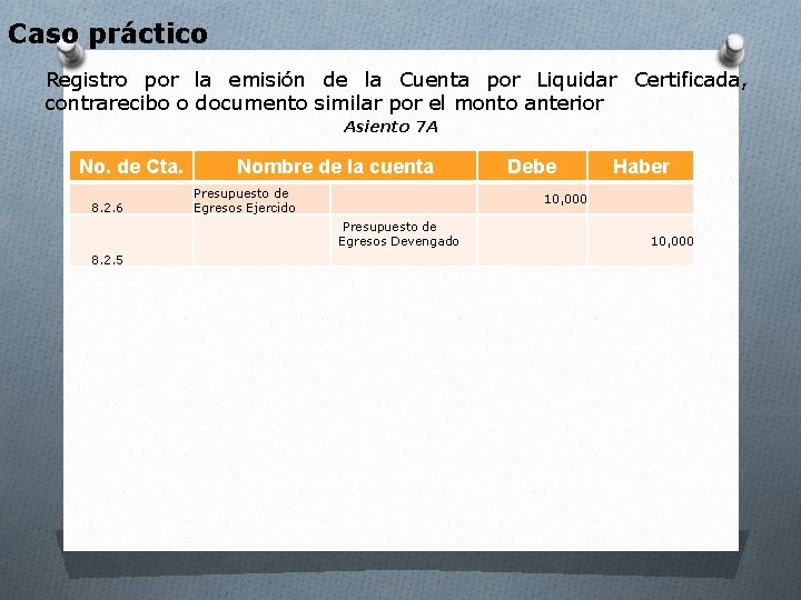 Caso práctico Registro por la emisión de la Cuenta por Liquidar Certificada, contrarecibo o