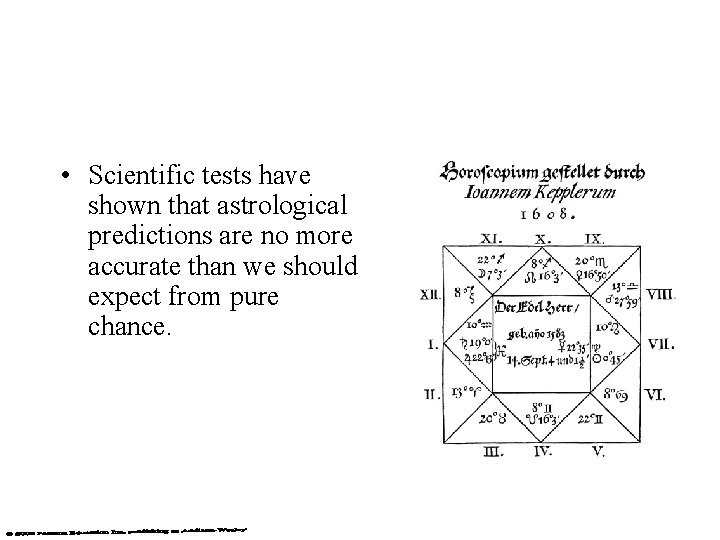 • Scientific tests have shown that astrological predictions are no more accurate than • Scientific tests have shown that astrological predictions are no more accurate than