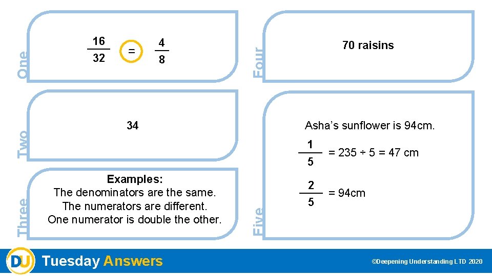 = 8 70 raisins Four 32 4 34 Asha’s sunflower is 94 cm. 1