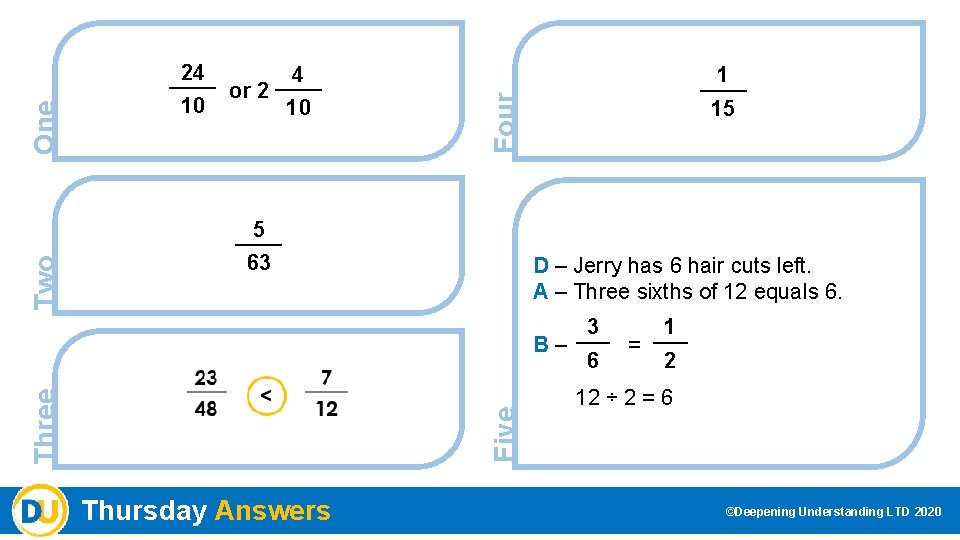 10 or 2 4 10 1 Four One 24 15 Two 5 63 D