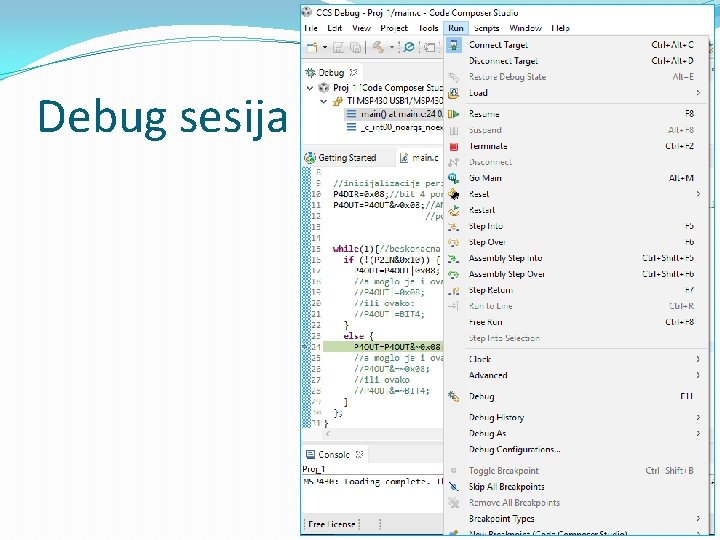 Debug sesija 