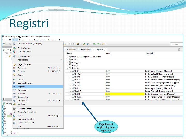 Registri Pojedinačni registri ili grupe registara 