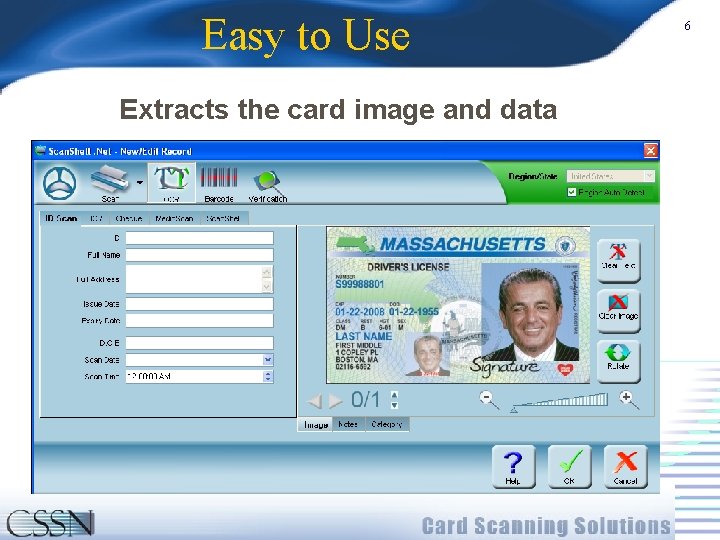 Easy to Use Extracts the card image and data 6 