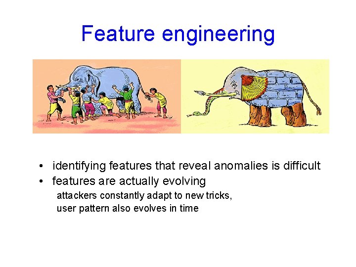 Feature engineering • identifying features that reveal anomalies is difficult • features are actually