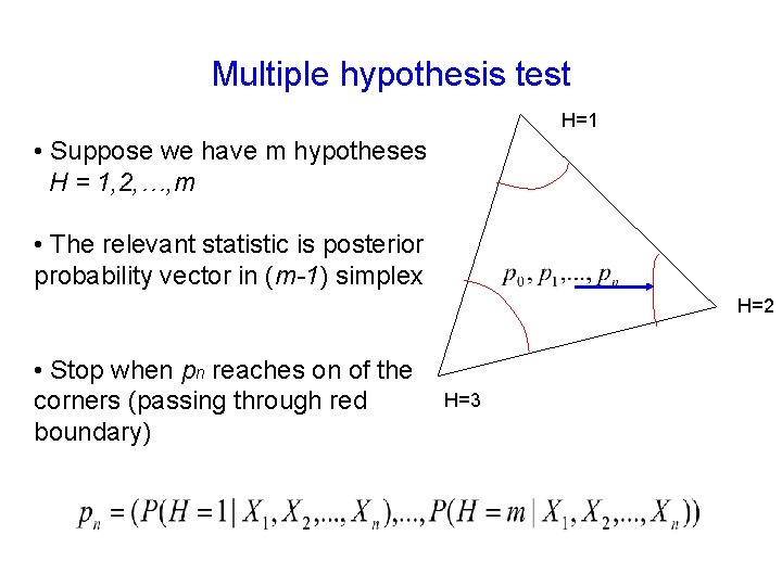 Multiple hypothesis test H=1 • Suppose we have m hypotheses H = 1, 2,