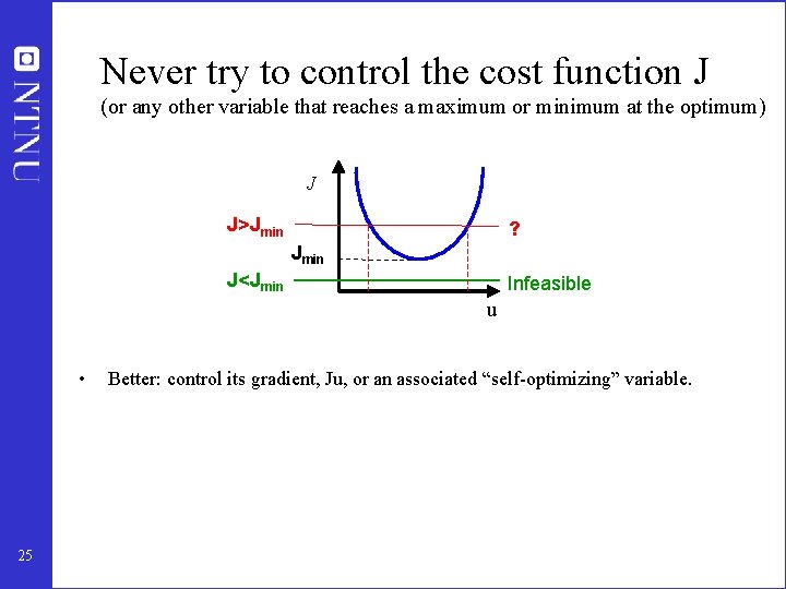 Never try to control the cost function J (or any other variable that reaches