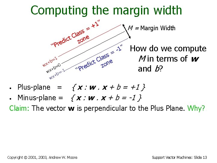 Computing the margin width ” 1 + = ss a l t C one