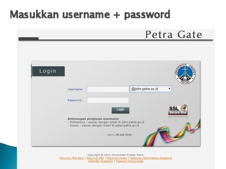 Masukkan username + password 