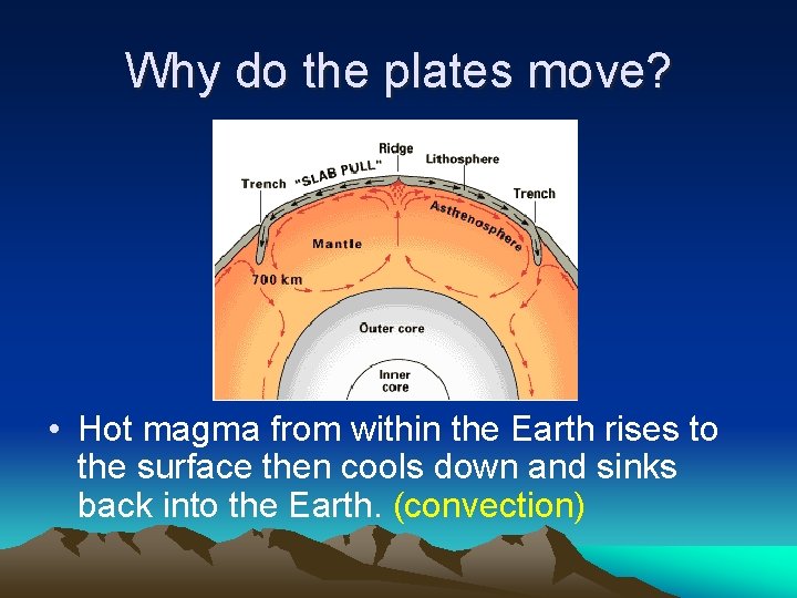 Why do the plates move? • Hot magma from within the Earth rises to Why do the plates move? • Hot magma from within the Earth rises to