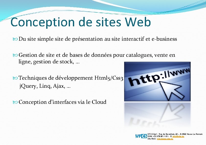 Conception de sites Web Du site simple site de présentation au site interactif et