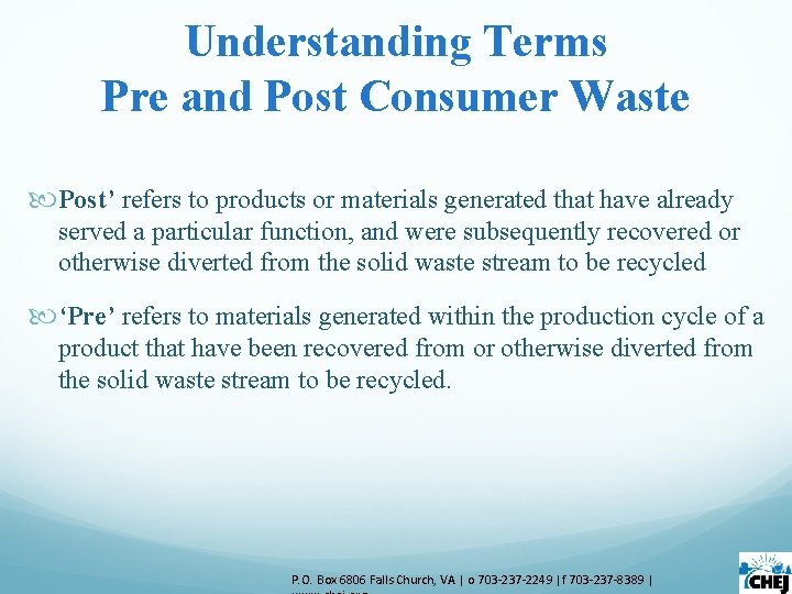 Understanding Terms Pre and Post Consumer Waste Post’ refers to products or materials generated Understanding Terms Pre and Post Consumer Waste Post’ refers to products or materials generated