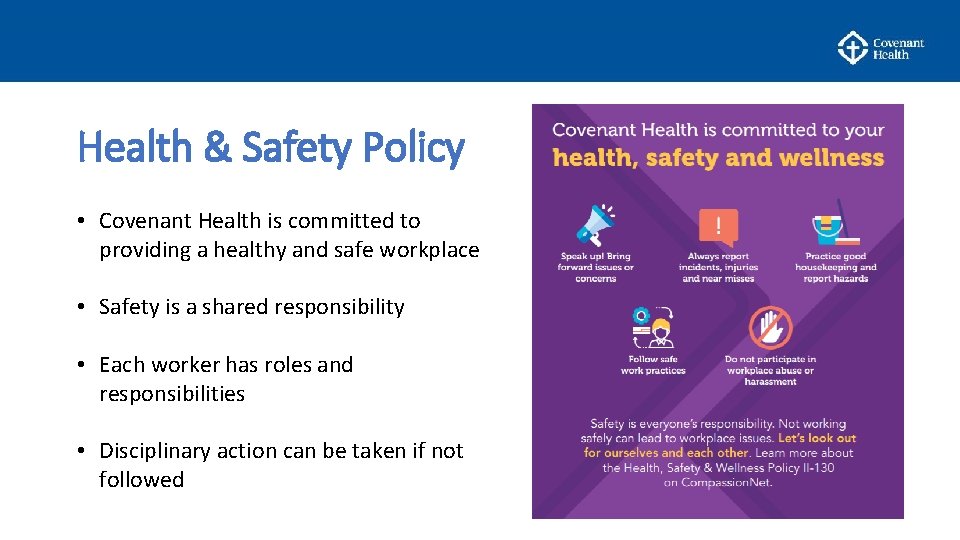Health & Safety Policy • Covenant Health subtitle is committed Click to edit Master