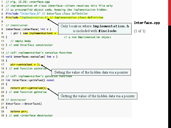 Only location where Implementation. h is included with #include Interface. cpp (1 of 1)