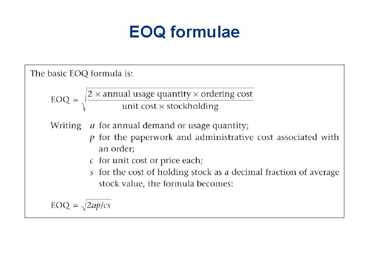 EOQ formulae 