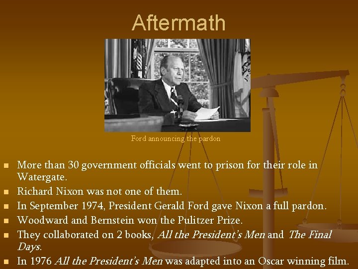 Aftermath Ford announcing the pardon n n n More than 30 government officials went