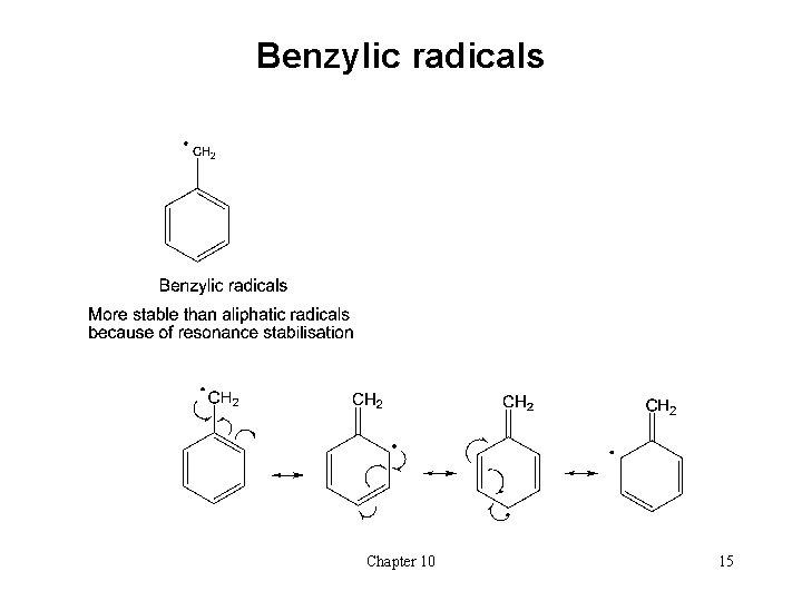 Benzylic radicals Chapter 10 15 