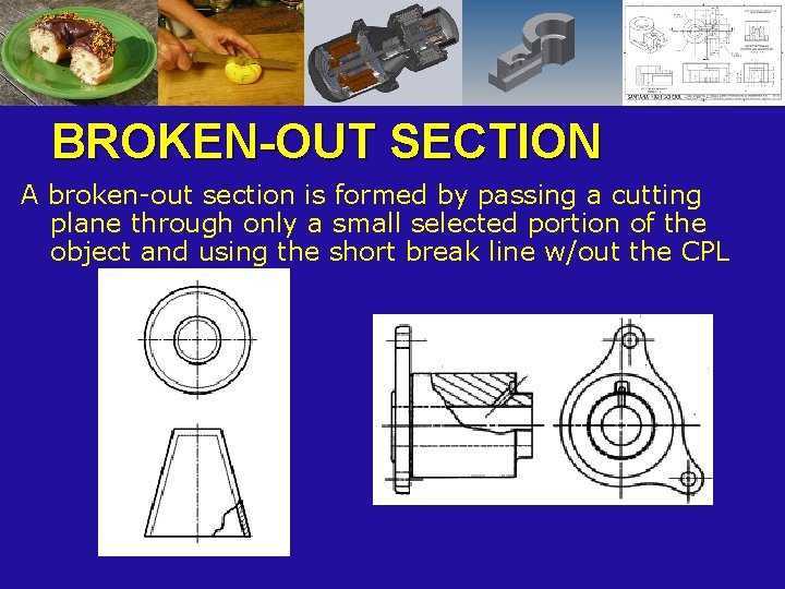 BROKEN-OUT SECTION A broken-out section is formed by passing a cutting plane through only