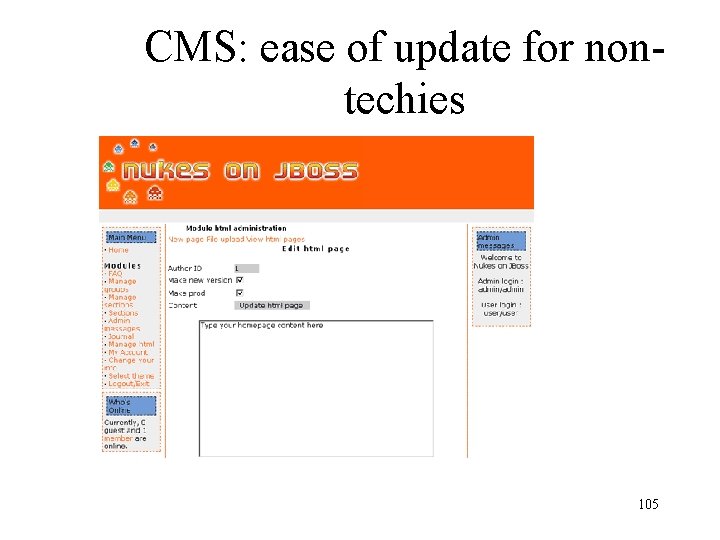 CMS: ease of update for nontechies 105 