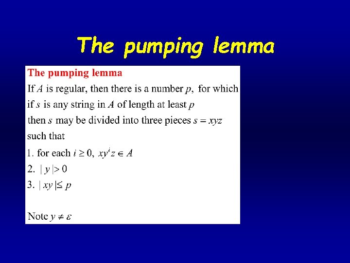 The pumping lemma 