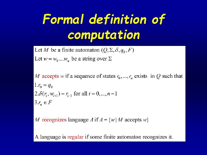 Formal definition of computation 