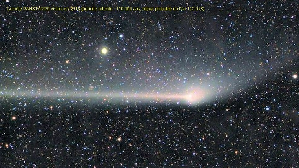 Comète PANSTARRS visible en 2013 (période orbitale : 110 000 ans, retour probable en