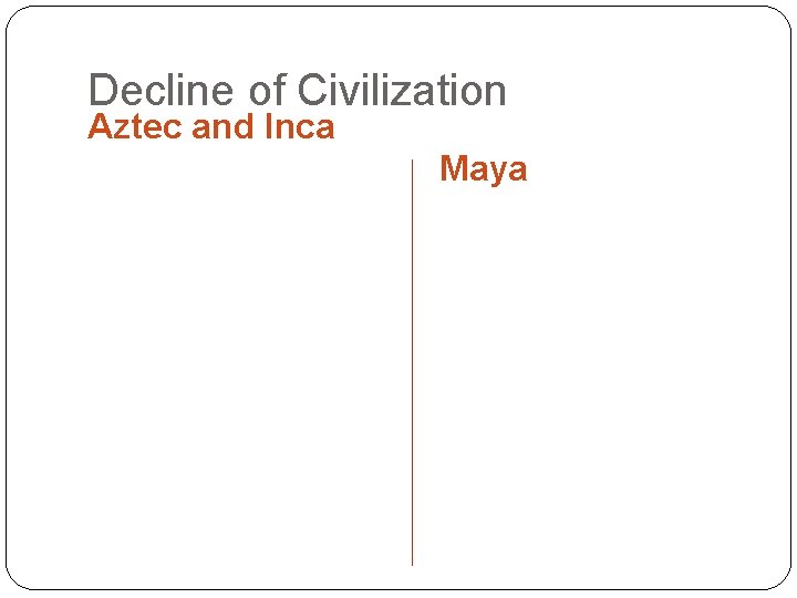 Decline of Civilization Aztec and Inca Maya 