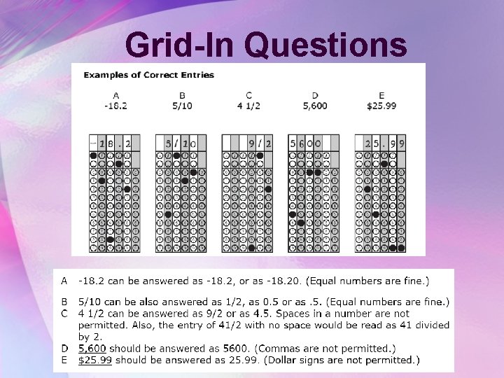 Grid-In Questions 