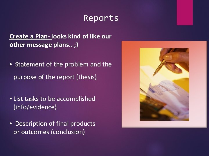 Reports Create a Plan- looks kind of like our other message plans. . ;