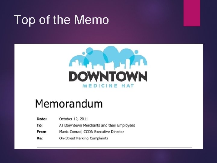 Top of the Memo 