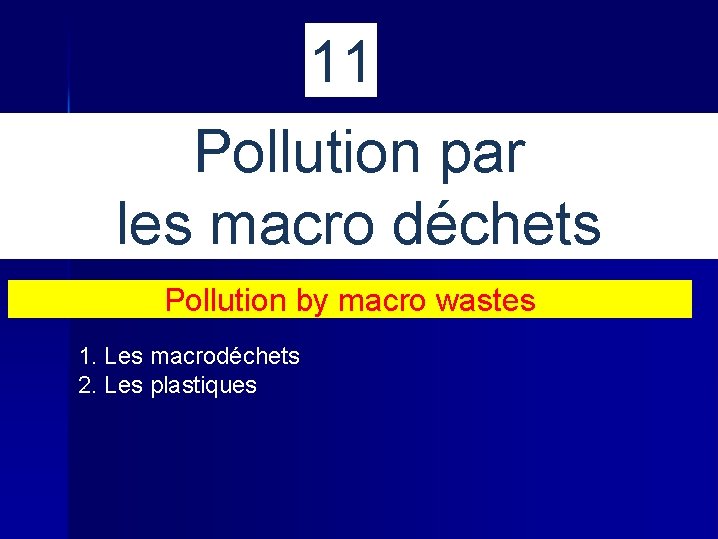 11 Pollution par les macro déchets Pollution by macro wastes 1. Les macrodéchets 2.