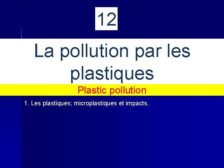 12 La pollution par les plastiques Plastic pollution 1. Les plastiques; microplastiques et impacts.