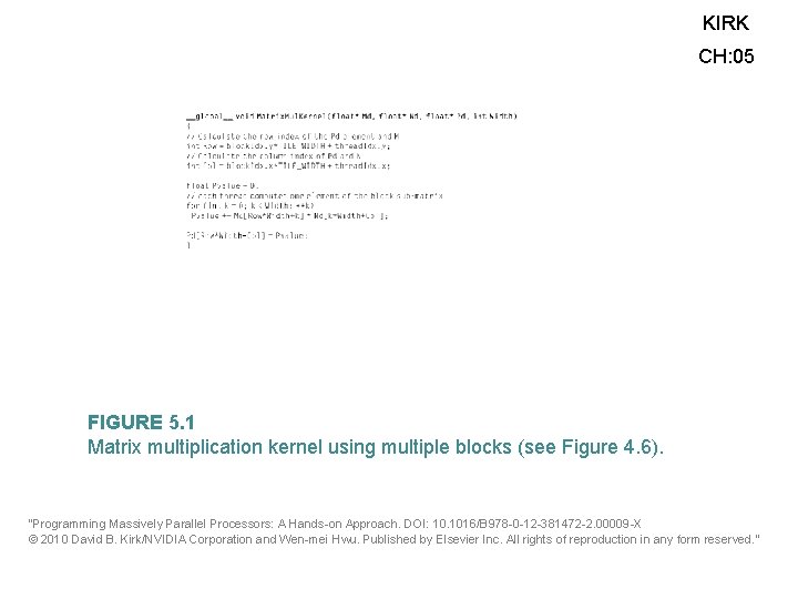 KIRK CH: 05 FIGURE 5. 1 Matrix multiplication kernel using multiple blocks (see Figure