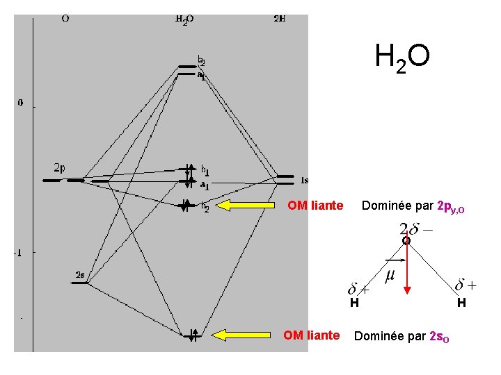 H 2 O OM liante Dominée par 2 py, O O H OM liante