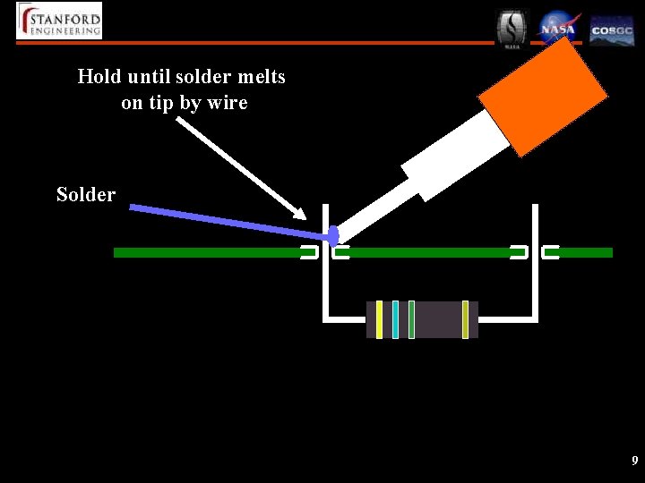 Hold until solder melts on tip by wire Solder 9 