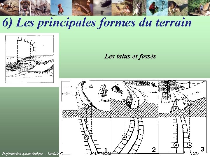 6) Les principales formes du terrain Les talus et fossés Préformation cynotechnique - Module