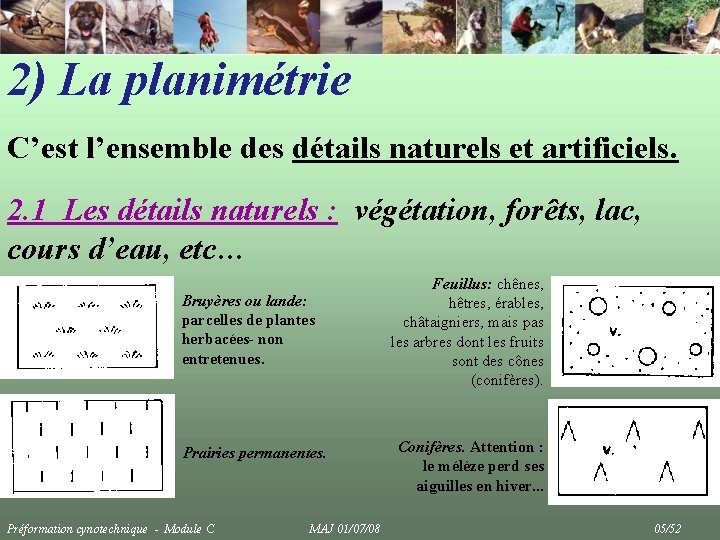 2) La planimétrie C’est l’ensemble des détails naturels et artificiels. 2. 1 Les détails