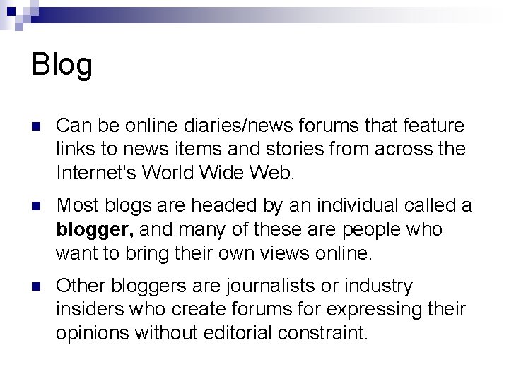 Blogs in the Classroom Todd W Jorns Senior